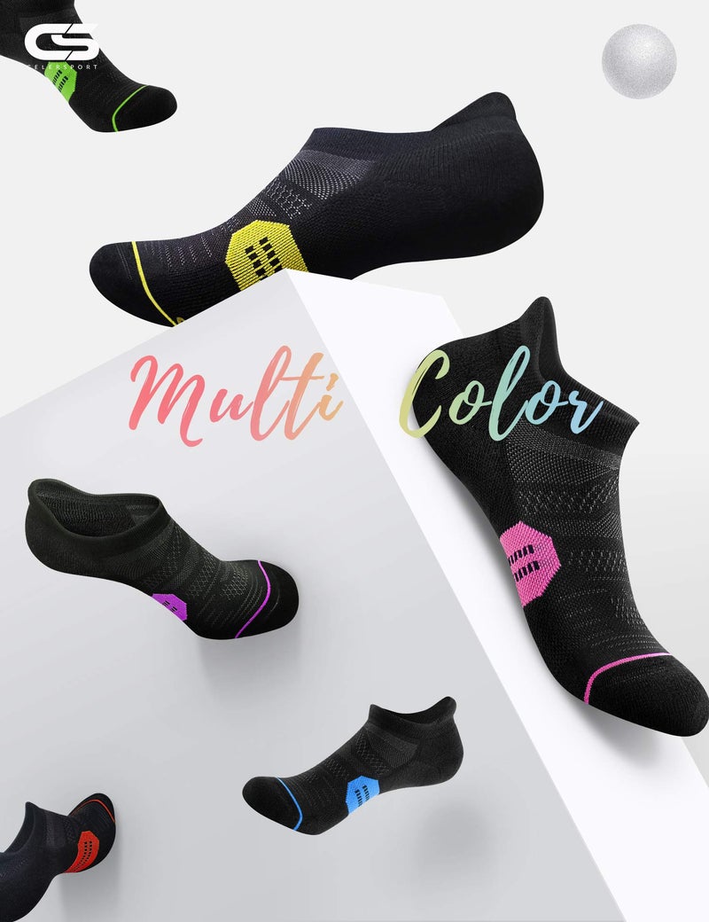 CS CELERSPORT 6 Pack Women's Ankle Running Socks Cushioned Low Cut Tab Athletic Sport Compression Socks, Black Mixed, Small - Image 3